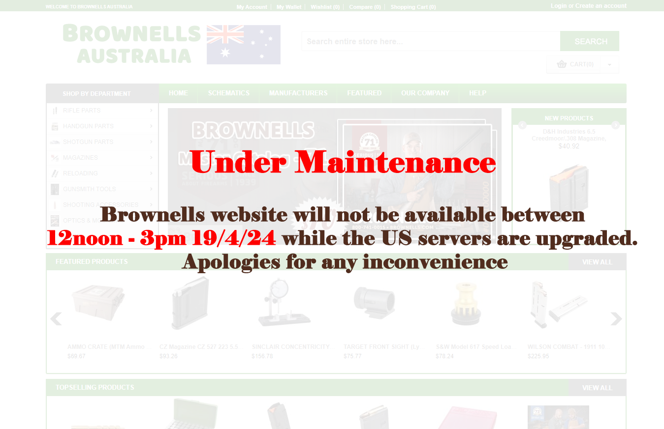 Brownells under Maintenance