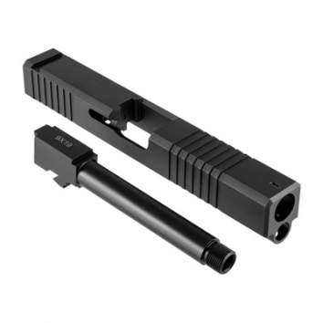Brownells Slide & Barrel Kit 19LS Iron Sight Window 9MM Luger Glock 19, 23, 32, THD
