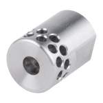 BROWNELLS SHORT MUZZLE BRAKE 22 CALIBER 1/2-28, STAINLESS STEEL SILVER