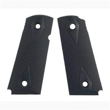 Pearce Grip 1911 Traditional, Checkered, Officers ACP Grip Panels Rubber Black