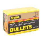 SPEER BULLET 38CALIBER 357 135GRAIN GOLD DOT HOLLOW POINT 100 PER BOX