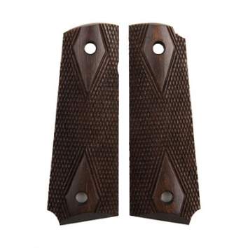 Herretts 1911 Dark Stain Double Diamond Replica Grips, Wood Walnut