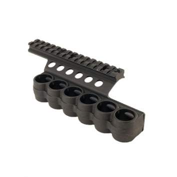 Mesa Tactical Products Sureshell Carrier & Rail Ben Supernova 12 Gauge 6 Round, Polymer Black