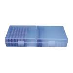 MTM AMMO BOX 200 ROUND FLIP-TOP 9MM, CLEAR BLUE