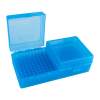 MTM Flip Top Rifle Ammo Box 223-Ruger 6x47 200 Round, Polymer Clear Blue