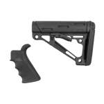 HOGUE AR-15 FG BT GRIP& OVERMOLD BUTTSTOCK COLLAPSIBLE COMMERCIAL, RUBBER BLACK