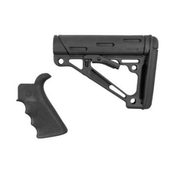 HOGUE AR-15 FG BT GRIP& OVERMOLD BUTTSTOCK COLLAPSIBLE COMMERCIAL, RUBBER BLACK