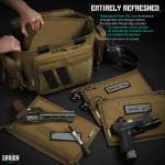 SAVIOR EQUIPMENT SPECIALIST RANGE BAG THREE PISTOL SLEEVE, POLYESTER TAN