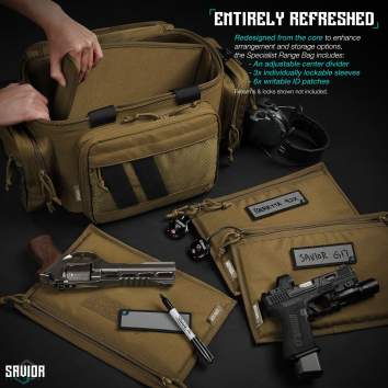 Savior Equipment Specialist Range Bag Three Pistol Sleeve, Polyester Tan