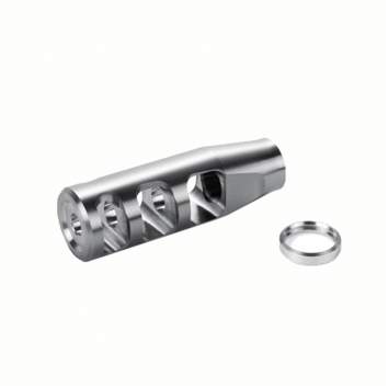 J P Enterprises 3-Port Compensator 22 Caliber 1/2-28, Steel Stainless Silver