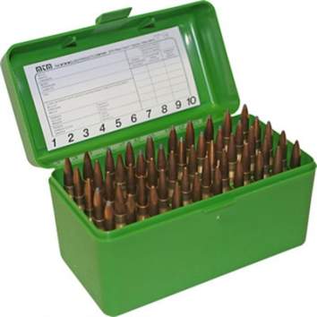 MTM Ammo Boxes Rifle 240 Weatherby Magnum - 35 Whelen 50 Round, Green