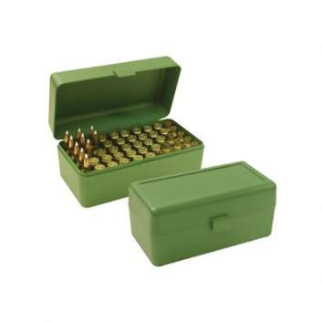 MTM Ammo Boxes Rifle 270 WSM-45-70 Government 50 Round, Green