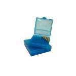 100 ROUND PISTOL CASE-GARD WITH FLIP-TOP (100 ROUND PISTOL AMMO BOX-CLEAR BLUE (9MM-380))