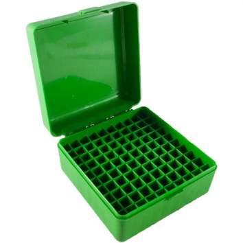 MTM Flip Top Rifle Ammo Box 22 BR-308 Winchester 100 Round, Polymer Green