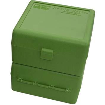 MTM Flip Top Rifle Ammo Box 223-Ruger 6x47 100 Round, Green