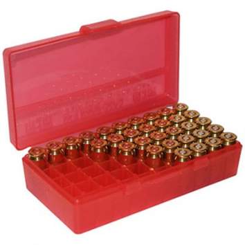 MTM Flip Top Pistol Ammo Box 40S&W-45ACP 50 Round, Red