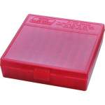 100 ROUND PISTOL CASE-GARD WITH FLIP-TOP (100 ROUND PISTOL AMMO BOX-CLEAR RED (9MM-380))