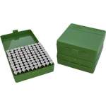 100 ROUND PISTOL CASE-GARD WITH FLIP-TOP (100 ROUND PISTOL AMMO BOX-GREEN (9MM-380))
