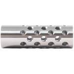 SHREWD #3 MUZZLE BRAKE 22 CALIBER 9/16-24, CHROME MOLY STEEL SILVER