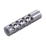 SHREWD #3 MUZZLE BRAKE 22 CALIBER 5/8-24, CHROME MOLY STEEL SILVER