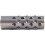 SHREWD #3 MUZZLE BRAKE 22 CALIBER 5/8-24, STAINLESS STEEL SILVER