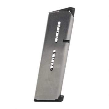 WILSON COMBAT 1911 MAGAZINE 45ACP +P 7 ROUND LOW, STAINLESS STEEL SILVER