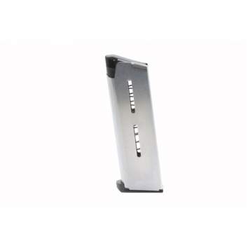 Wilson Combat 1911 Compact Magazine 45ACP 7 Round Lo-Profile Base Pad, Stainless Steel Silver