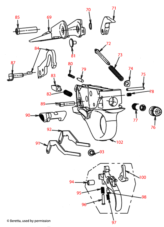 Beretta a400 xcel 20ga trigger assembly schematics gun parts home