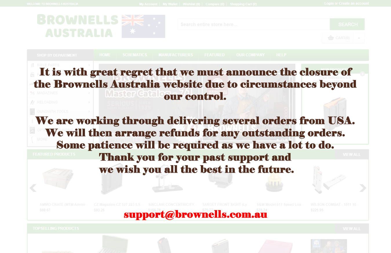 Brownells under Maintenance